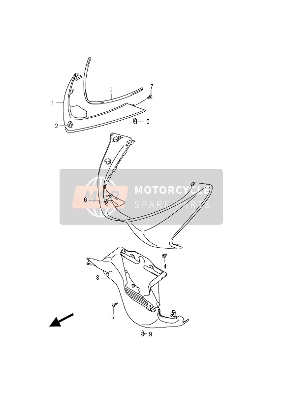 Suzuki UH125(Z)(ZE) BURGMAN 2013 Front Leg Shield (UH125 P19) for a 2013 Suzuki UH125(Z)(ZE) BURGMAN